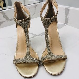 Gold sequin sandals